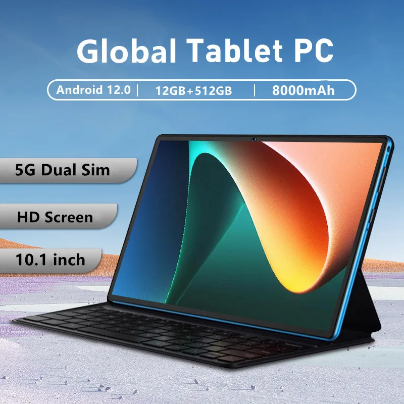 

2023 New Tablet Andriod 12+512GB Tablette Android Global Tablet PC 10.1 Inch 5G Dual SIM Card or Wifi Bluetooth Tablets for Work