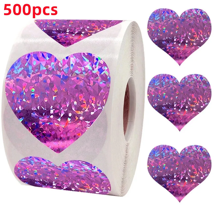 

Лазерные наклейки в форме сердца на День святого Валентина, 1,5 дюйма, 500 шт.