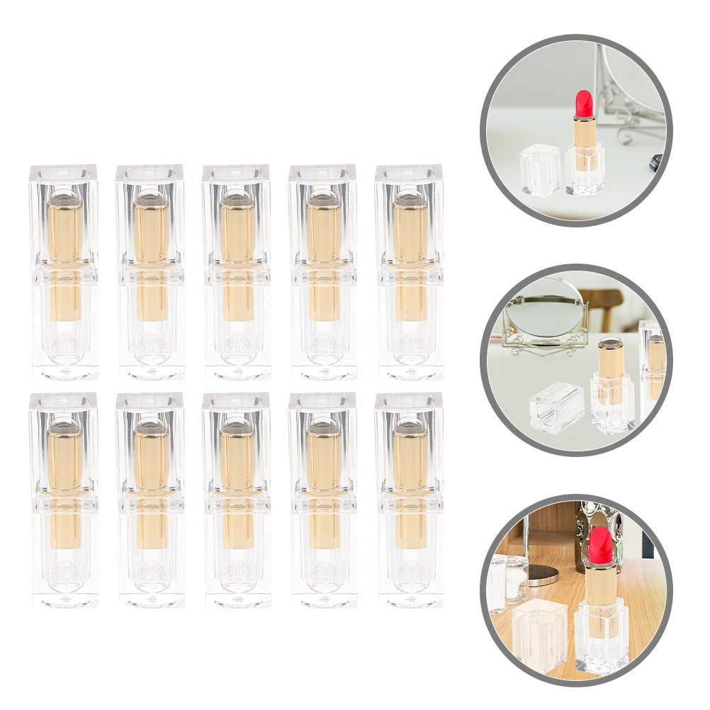 

10 Pcs Lip Balm Empty Gloss Tubes Containers Lipstick DIY Making Kit Plastic Wand Small Business