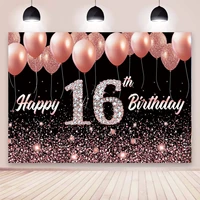 sweet rose gold 16th birthday backdrop girls sixteen birthday party custom photography background for photo studio banner