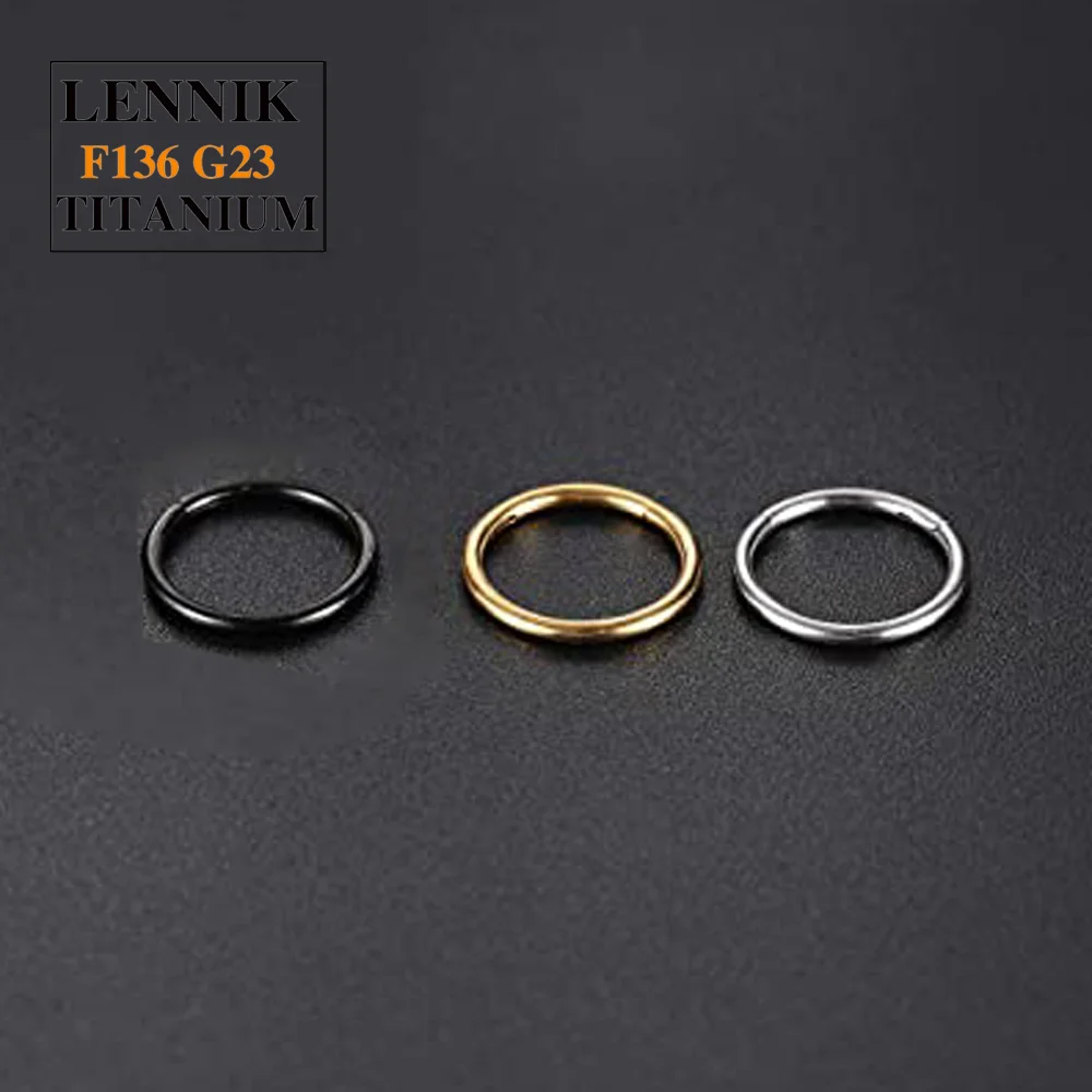 F136 G23 Titanium Piercing Nose Ring Hoops 16G 18G Septum Earring Jewelry Hinged Cartilage Tragus Daith Helix Piercing Lip Rings