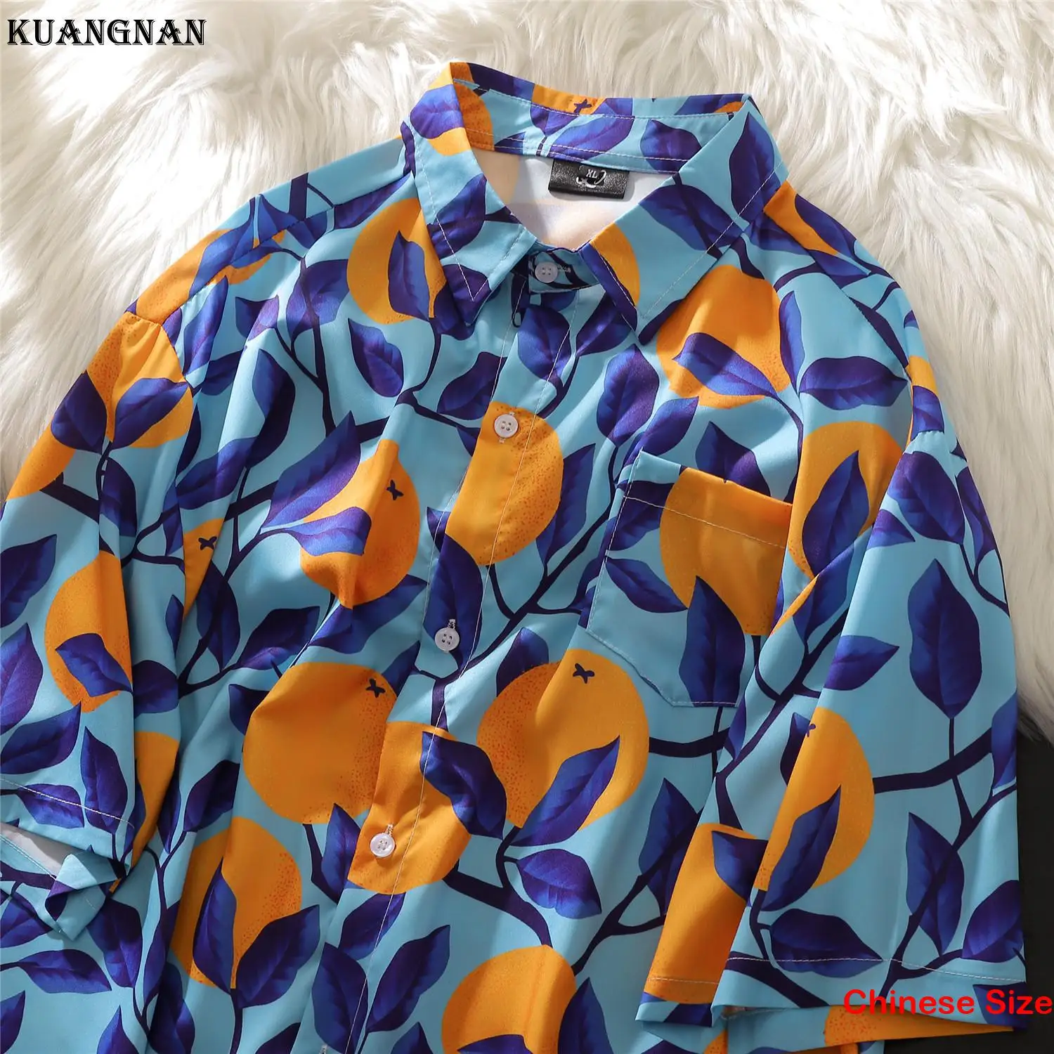 

KUANGNAN Ice Silk Hawaii Shirts and Blouses Shirt for Mens Clothing Top Clothes Sale Tops Luxury Short Sleeve 2XL 2023 Summer
