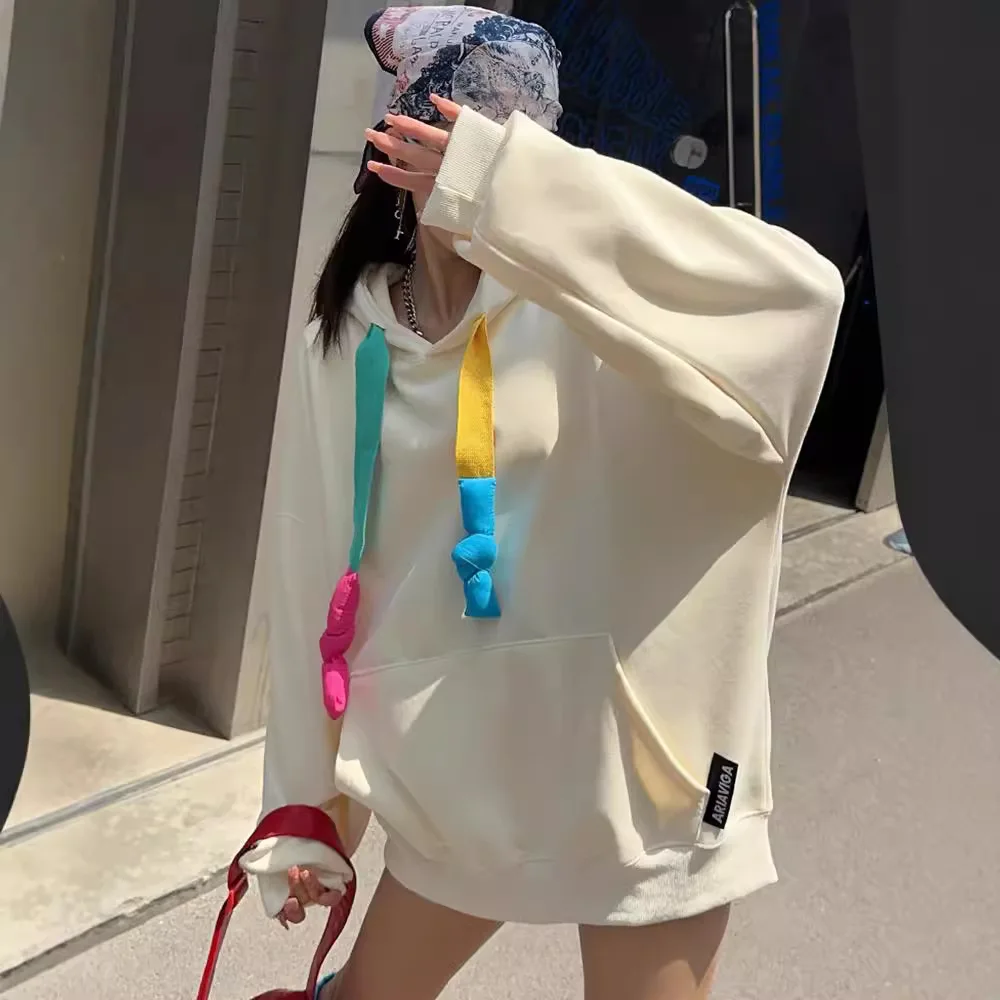 Повседневный Свитшот ярких цветов топ большого размера весна-осень 2024 модная