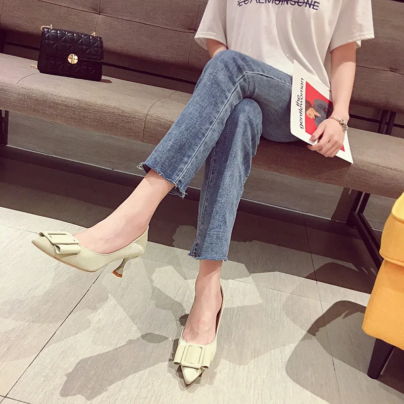 

Wholesale Fashion Designer Shoe Pointed Toe Bowknot Silk High Heel Pump Shoes