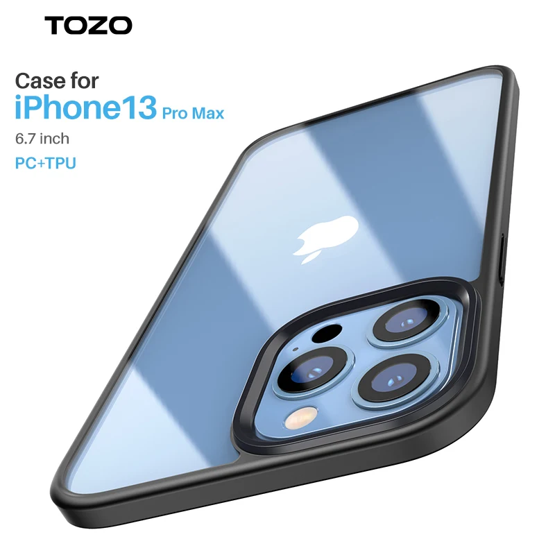 

TOZO IPhone 13 Pro Max Cell Phone Case 6.7 Inch Hybrid PC+TPU Soft Grip Matte Finish Clear Transparent On Back Panel Thin Cover