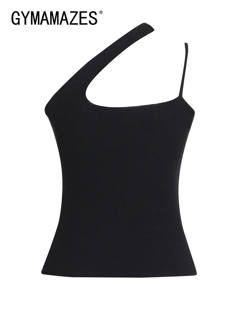 

Майка GYMAMAZES Женская однотонная, пикантный Повседневный облегающий Топ без рукавов, с косым воротником, модная одежда, лето 2022