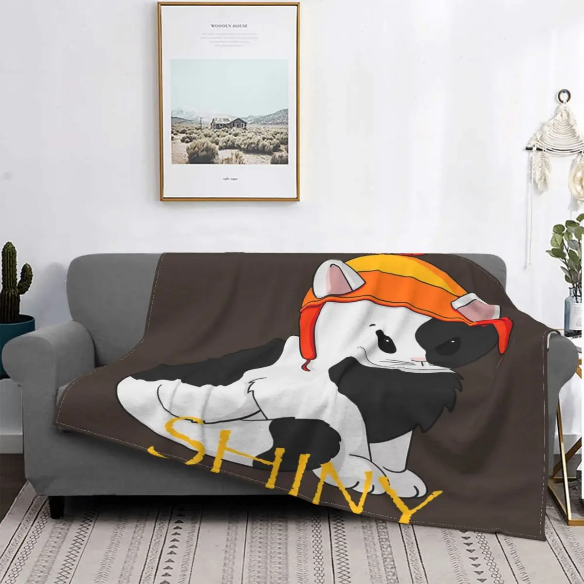 

Manta de gato blanco y negro brillante, colcha para cama, sofá cama a cuadros, manta de Anime, manta de Picnic, textil para el h