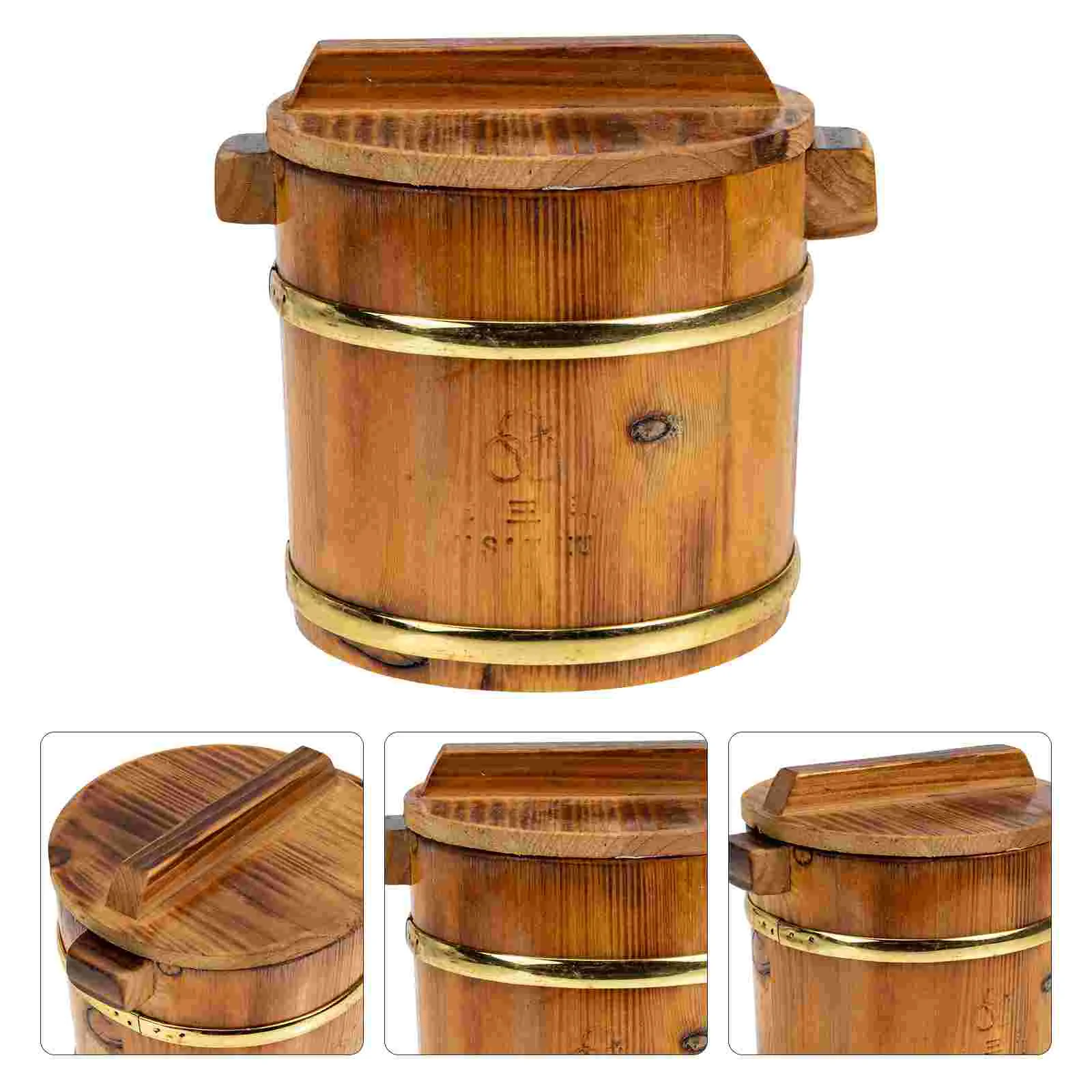 

Rice Sushi Bowl Bucket Tub Wooden Wood Oke Steamer Mixing Steamedhangiri Serving Japanese Lidcooling Container Cooker Holder