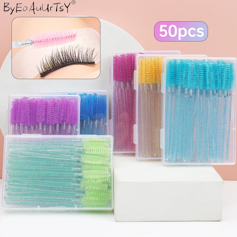 50 шт./коркор. одноразовая кисть для ресниц со стразами бриллиантовая ручка