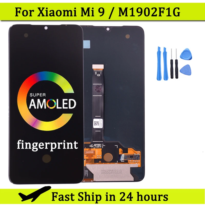 

ЖК-дисплей 6,39 "Super AMOLED для Xiaomi Mi 9, ЖК-дисплей с сенсорным экраном и дигитайзером в сборе для xiaomi Mi9 M1902F1G, дисплей с рамкой