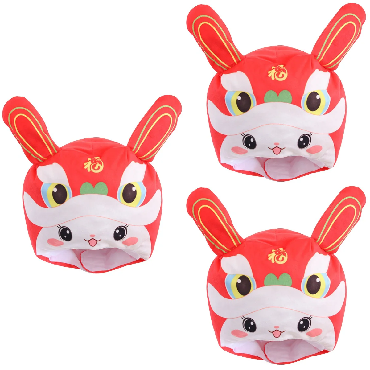 

3pcs Bunny Hat Plush Rabbit Hat with Ears Full Headgear Funny Photo Prop New Year Costume Headwear