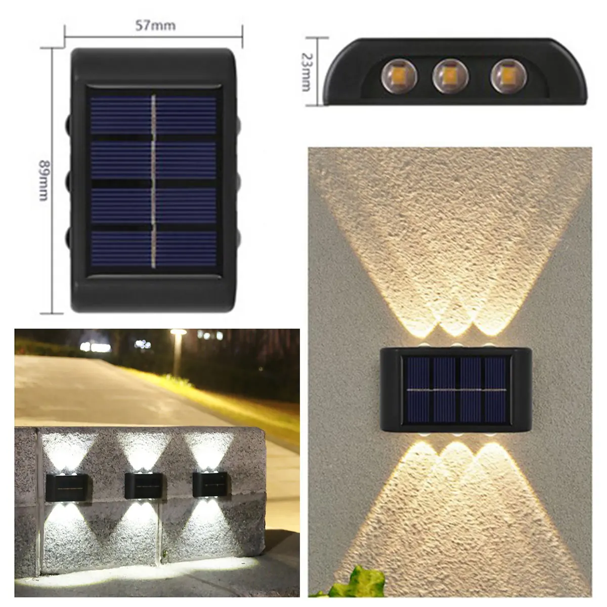 

Solar LED Light 2pcs Solar Wall Light Outdoor LED Solar Step Light Auto ON/OFF Solar Fence Light IP65 Waterproof Solar Deck Ligh
