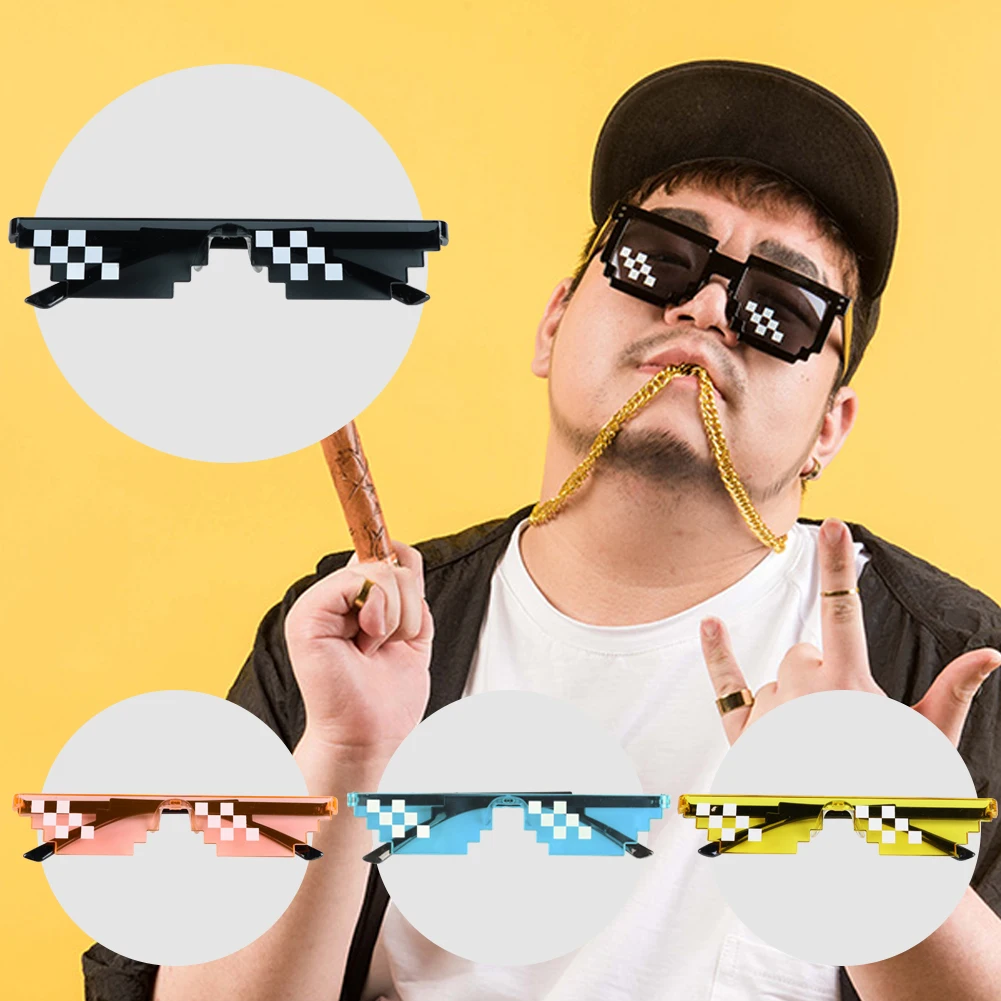 

8 Bit Thug Life Sunglasses Pixelated Men Women Brand Party Eyeglasses Mosaic UV400 Vintage Eyewear Unisex Gift Toy Glasses