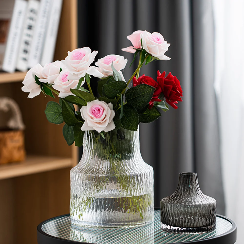 

Стеклянная ваза в скандинавском стиле, в полоску, прозрачный контейнер, ваза для гидропоники, аксессуары для украшения ванной комнаты, мини...