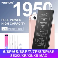 nohon for iphone se battery for iphone 6 7 8 plus x xr xs max high capacity bateria for iphone7 iphone6s