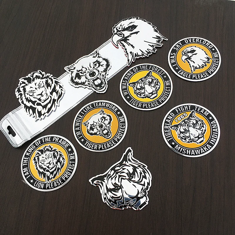 

Металлическая Автомобильная наклейка с Львом, тигром, головой волка, Орлом, корпусом, декоративная наклейка, мультяшная креативная наклейк...