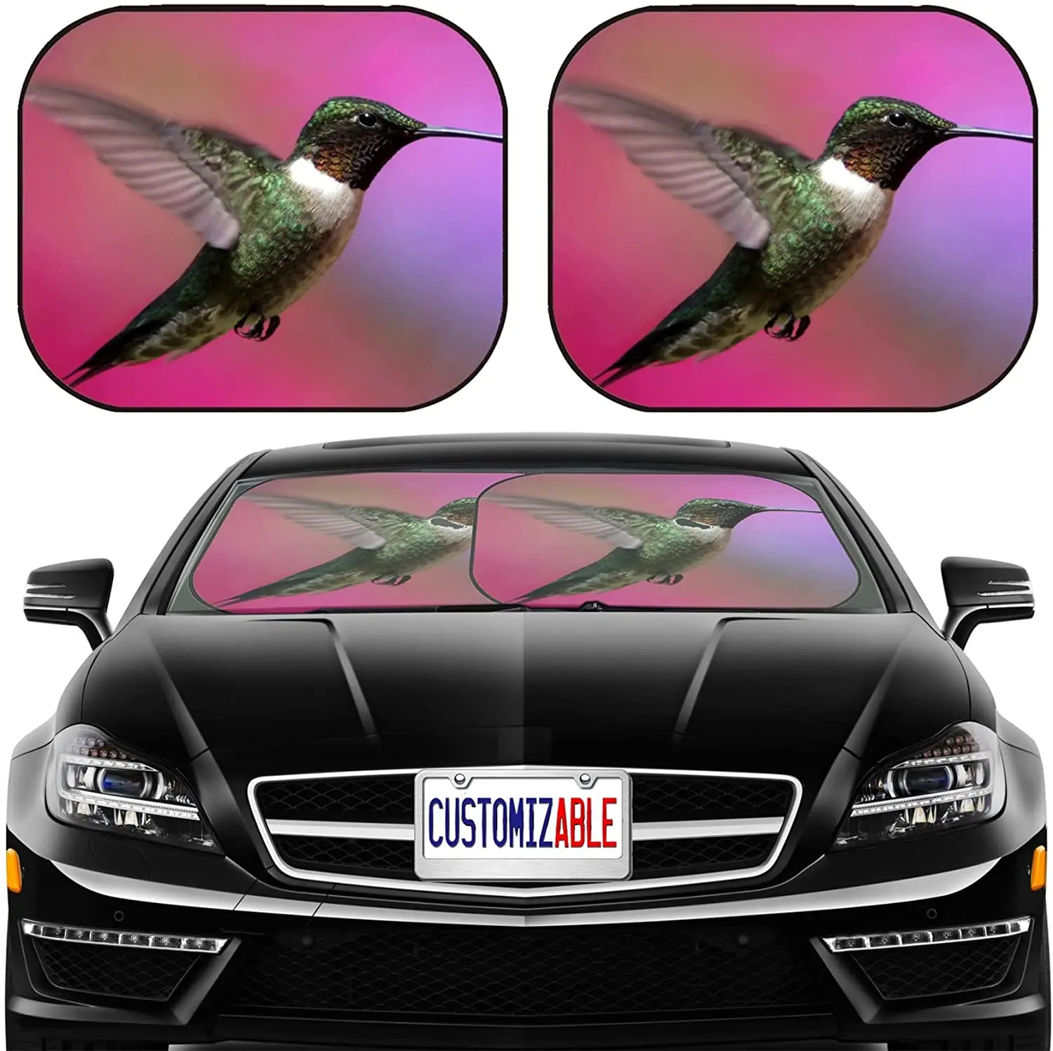 

Car Sun Shade Windshield Sunshade Universal Fit 2 Pack, Block Sun Glare, UV and Heat, Protect Car Interior,