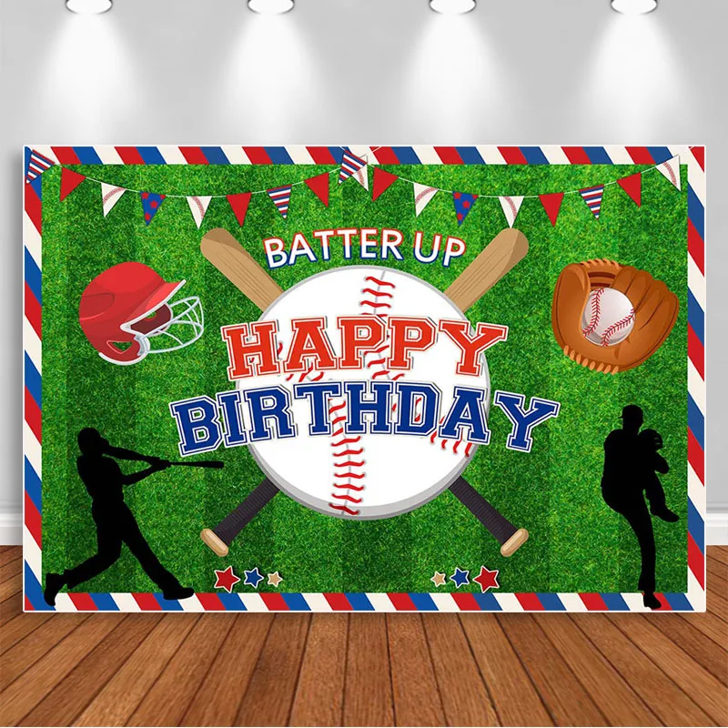 

Baseball Boys Happy Birthday Backdrop Decorations Kids Teens Large Sport Themed Photography Background Holiday Party Banner