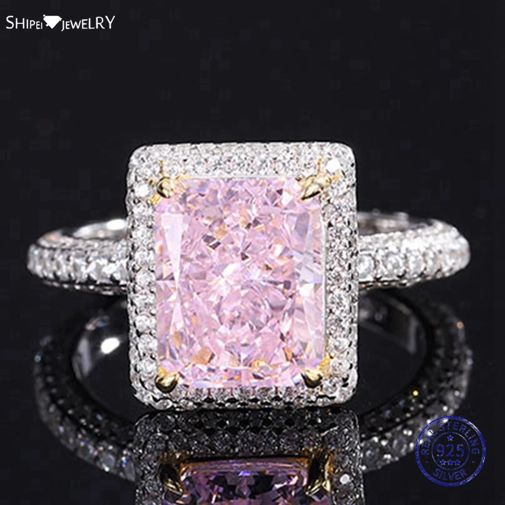 

Shipei Luxury 100% 925 Sterling Silver Radiant Cut Created Moissanite Gemstone Anniversary Women Ring Set Fine Jewelry Wholesale