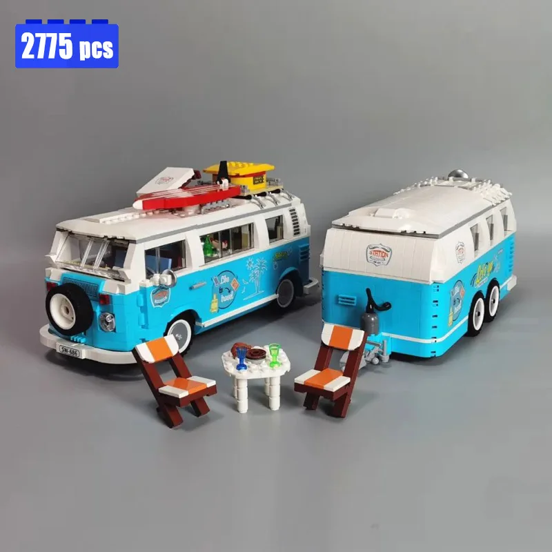 

Creative Technical T2 Tourist Camper Building Blocks Model MOC Idea City Touring Car Bricks Assembling Children's Toys Gift Set