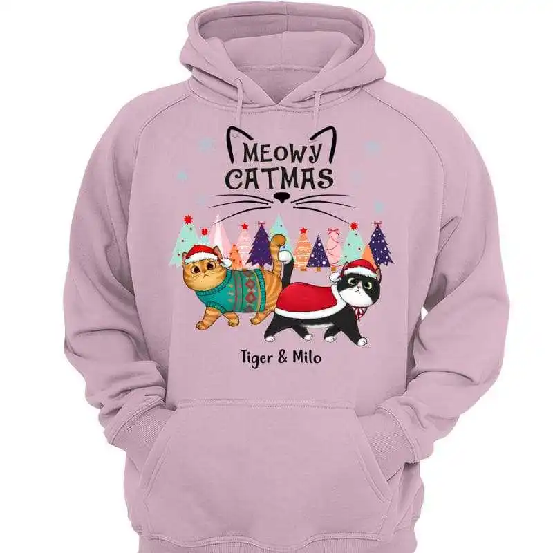 

Meowy Catmas Walking Fluffy Cat Christmas Gift Personalized Shirt