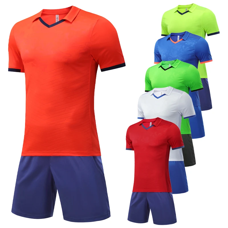 

Football Team Set V Neck Laple Shirts Shorts 2pcs Soccer Print Summer Causal Running Uniforms Workout Training Sport Suits