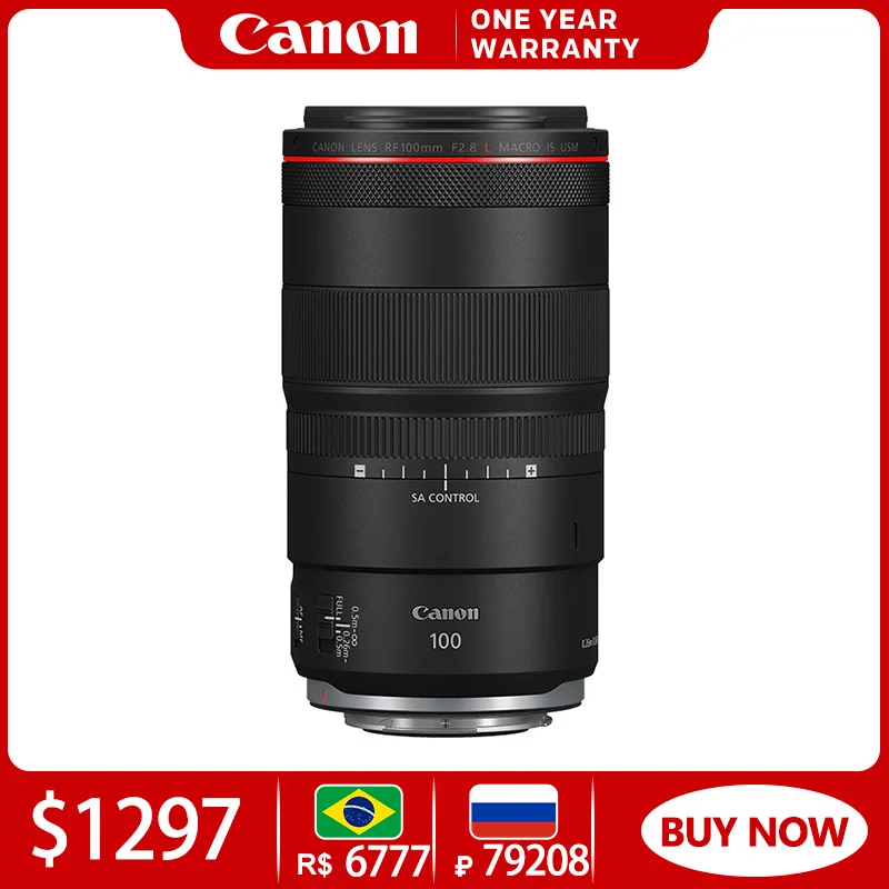 

Canon RF 100 мм F2.8 L макрообъектив IS USM Средний телеобъектив AF Lente Полнокадровый объектив беззеркальной камеры для RP R R10 R7 R6 R5 R3