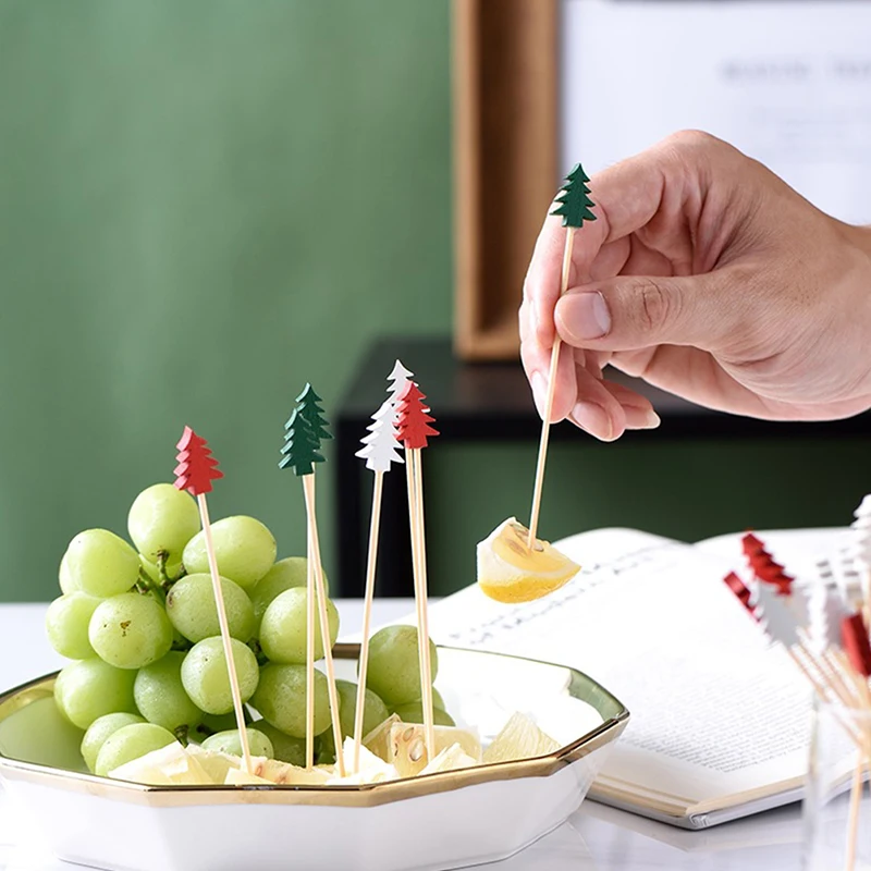 

50Pcs Christmas Dessert Buffet Fruit Salad Fork Cake Muffin Party Vegetable Sticks Cocktail Toothpicks