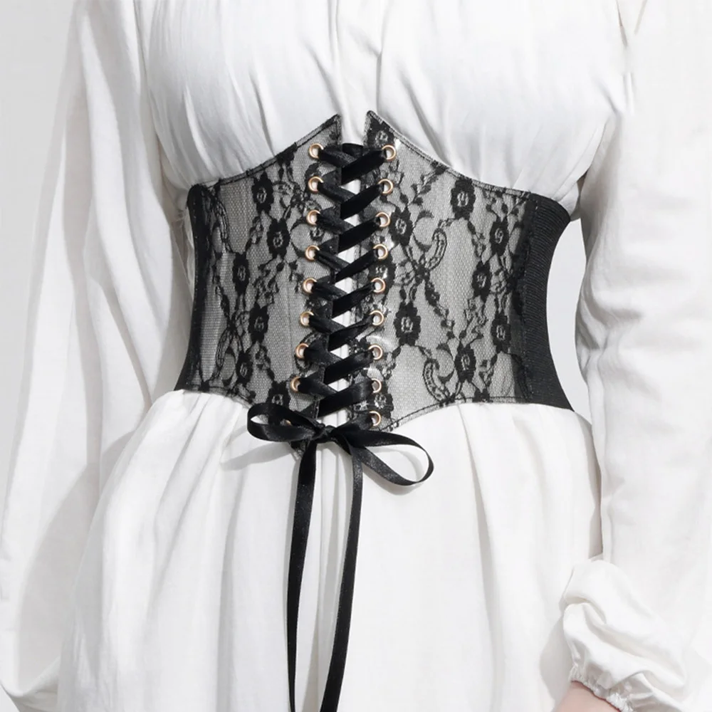 

Nibesser Belts For Women Waist Corset Wide Lace Slimming Body Belts Elastic Waistband Adjustable Ceinture Femme Dress Girdle