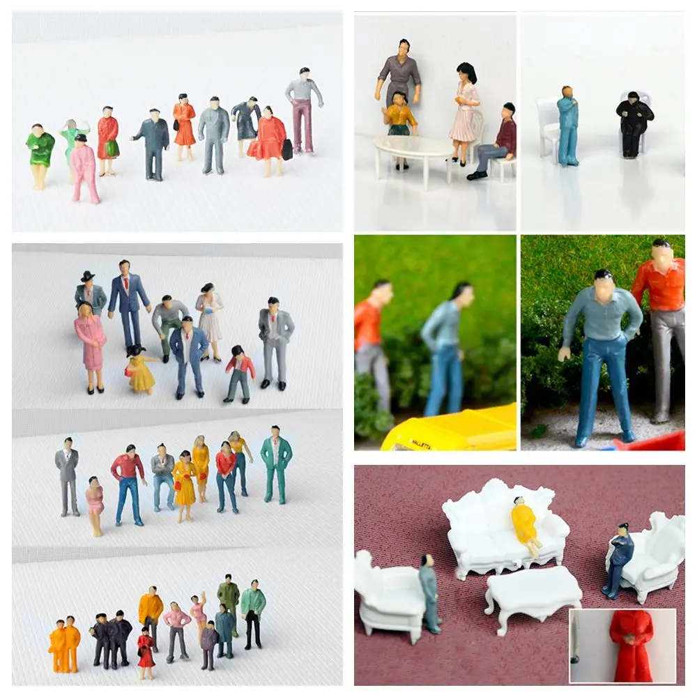 

50/100pcs Model Building People Figures Passengers Train Scenery 1:87/1:100/1:150/1:200 Scale Mixed Color Standing People Assort