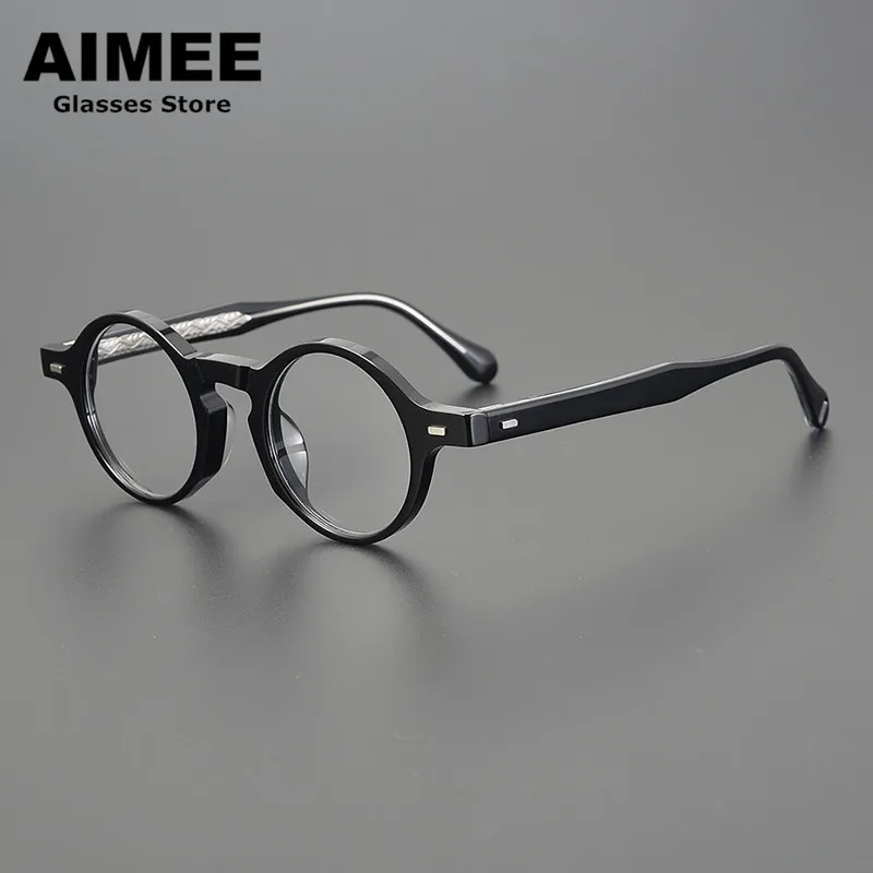 Винтажные круглые ацетатные очки в японской оправе ручной работы для мужчин и