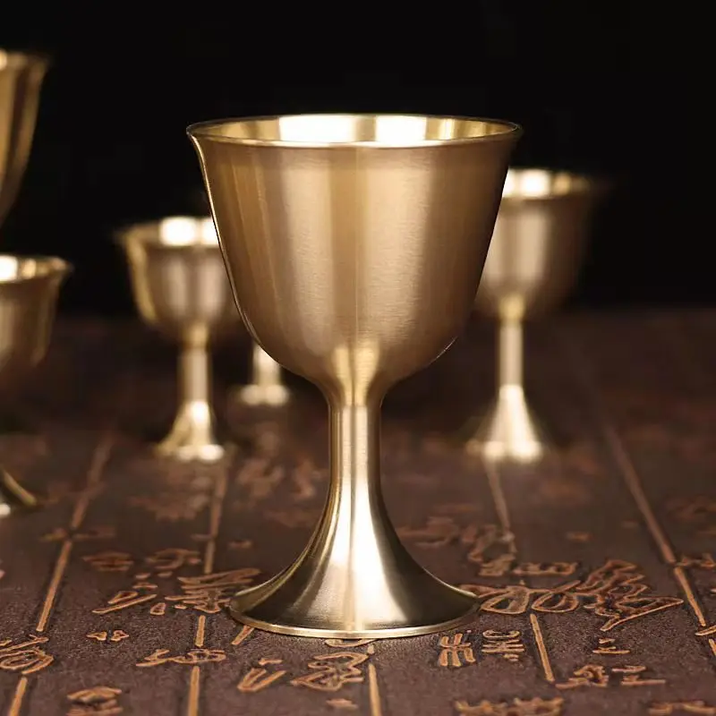 2Pcs Pure Copper Nordic Shot Glass Metal Cocktail Vodka Wine Cup Handmade Brass Spirits Small Goblet Cups Karaoke Bar Utensils |