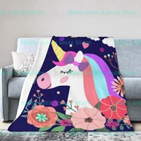 custom 3d unicorn thin sherpa throw blanket super soft printed for kids sherpa blanket summer bedsheet travel