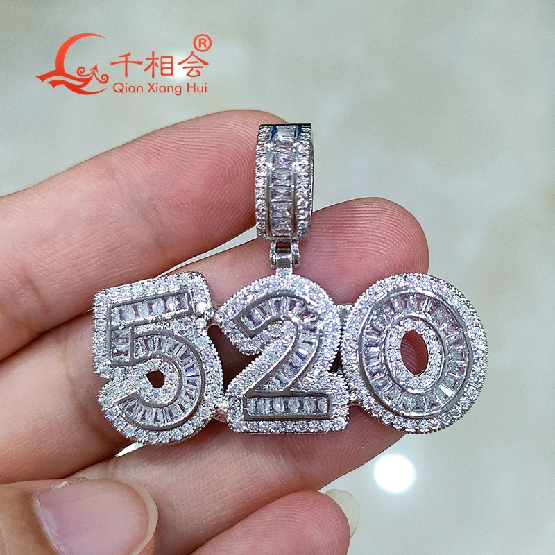 520 number letters words love  D VVS white moissanite pendant  925 Sterling Silver  hip hop Jewelry  Engagement datting