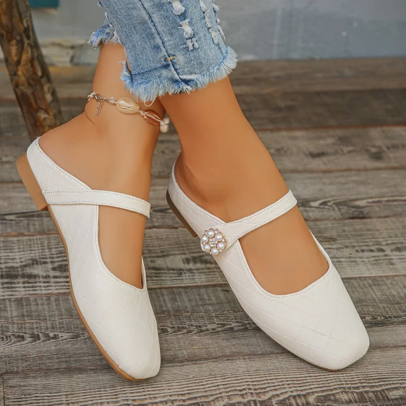 Женские туфли в стиле ретро на плоской подошве с квадратным носком повседневные