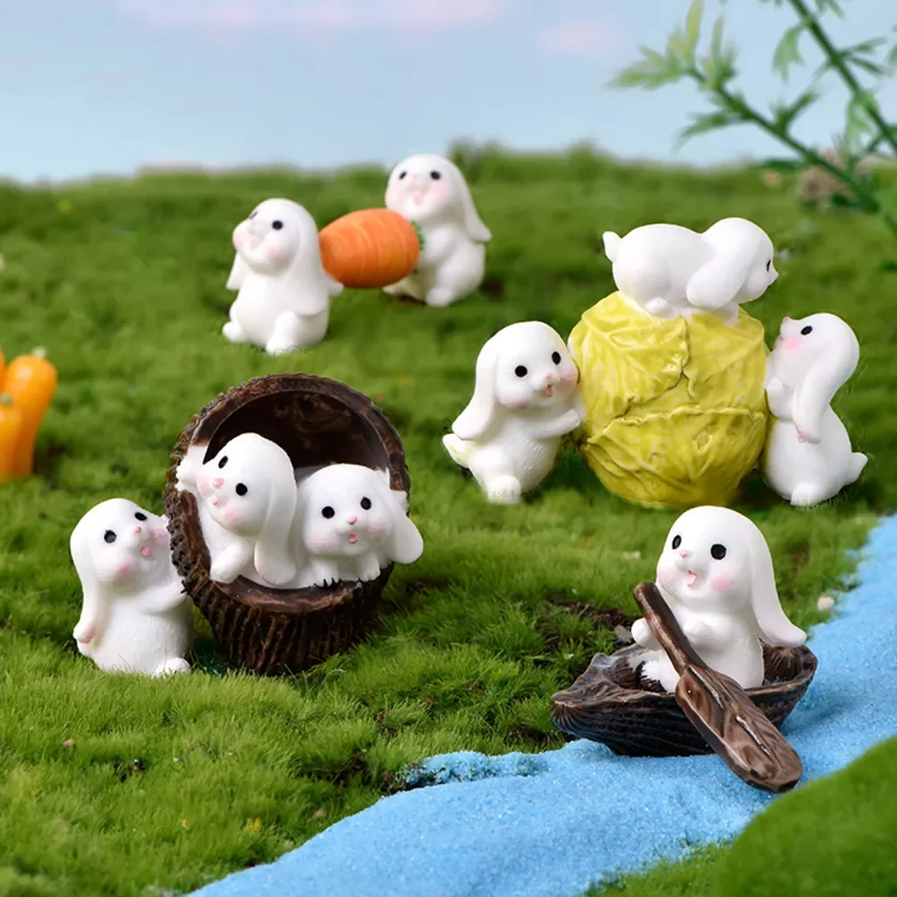 

1 Piece Set Easter Bunny Decoration Craft Miniature Model Home Decoration Desktop Garden Decoration Easter Decoration