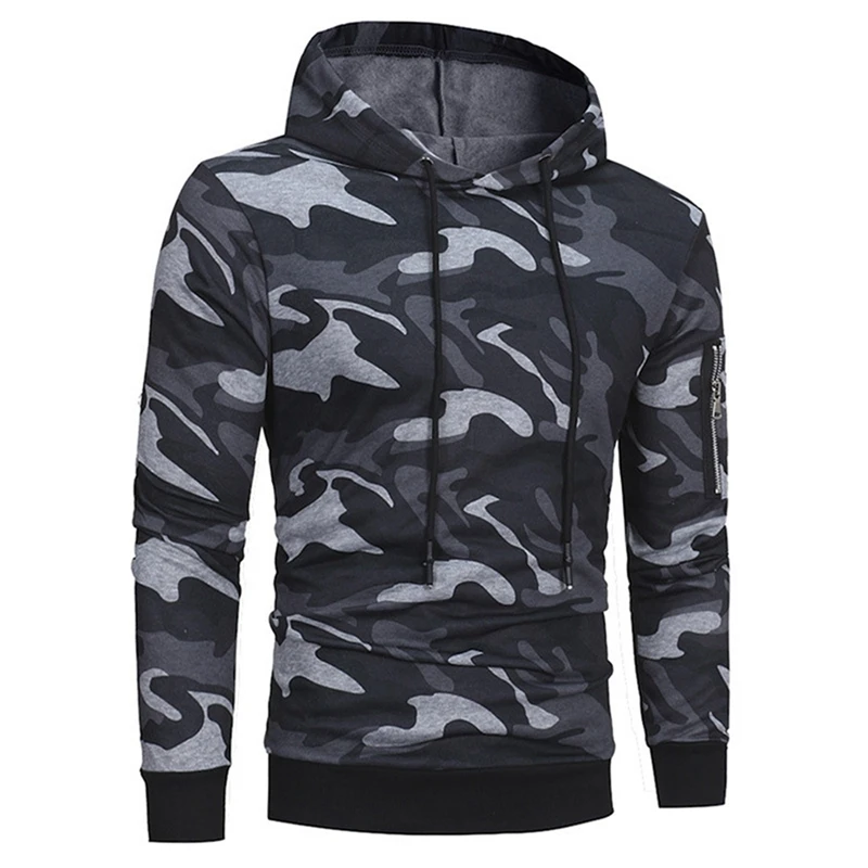 

Men's Camouflage Sweater Tide Brand Casual Plus Velvet Hoodie Printing Loose Long-Sleeved Jacket