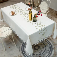 cotton and linen art tablecloth water and oil proof tassel lace tablecloth suitable for desk and table decoration