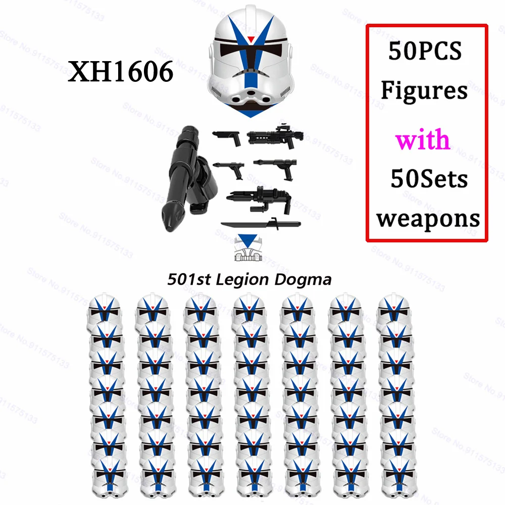 

50pcs/lot 501st Clone Trooper Legion Star Figures Wars Toy Soldier 212th Attack Battalion 327th Star Corps Building Blocks Brick