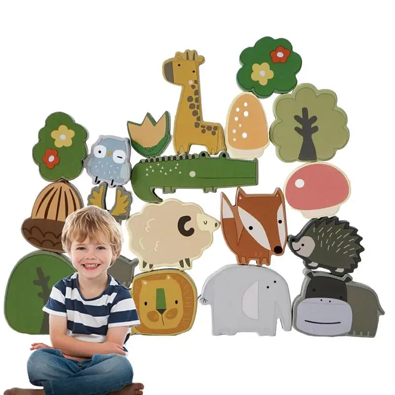 

Animal Stacking Toy Portable Stable Interactive Building Toy Fine Motor Skills Learning Games Multifunctional Eco-Friendly