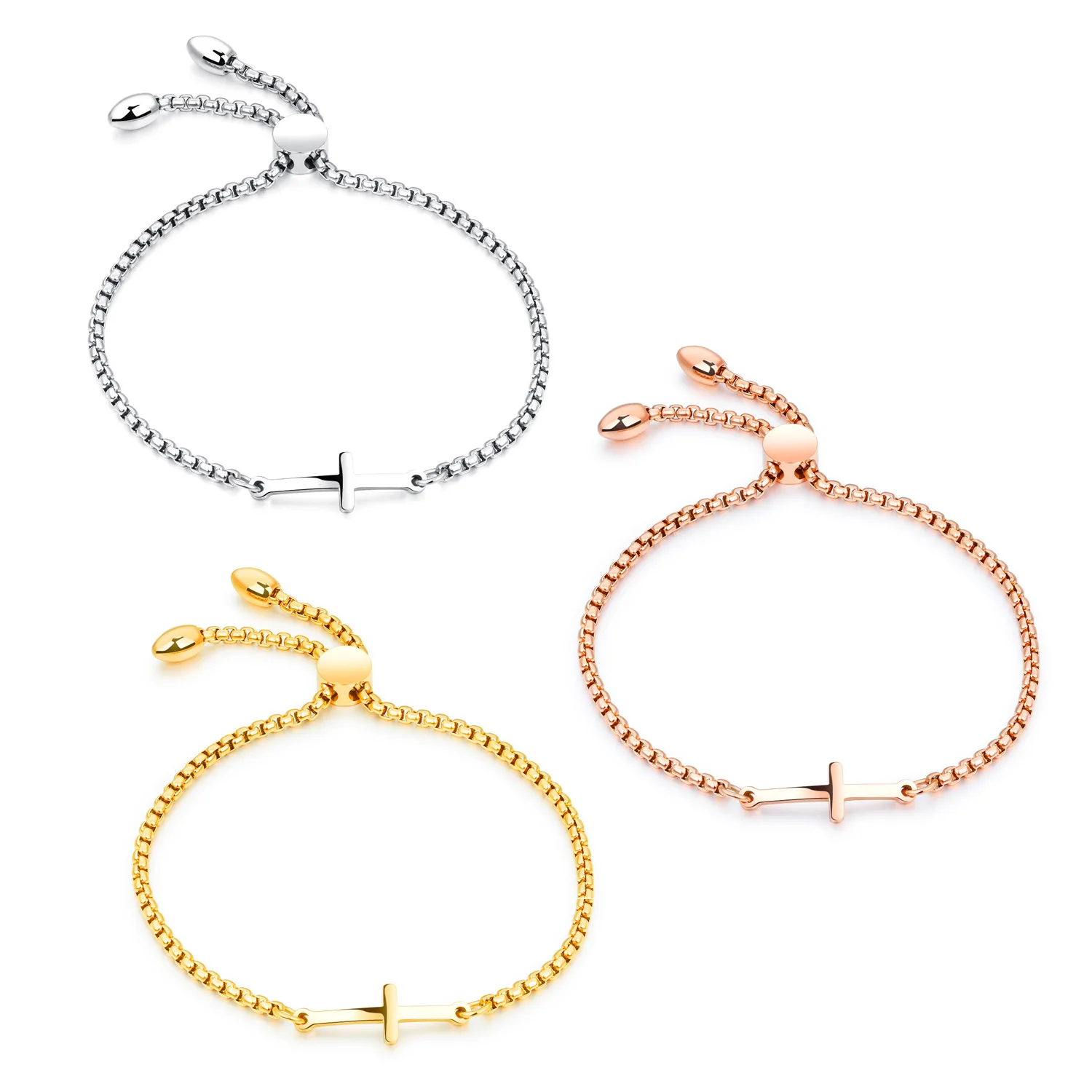 

Simple Student Cross Friendship Bracelet Can Be Personalized Engraved Jewelry Birthday Gift Adjustable Length