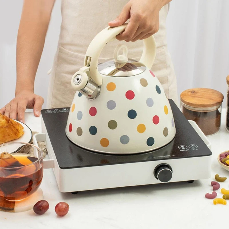 

New-3L Stainless Steel Whistling Tea Kettle Teapot With Heat-Resistant Handle Compatible With Various Cooking Utensils