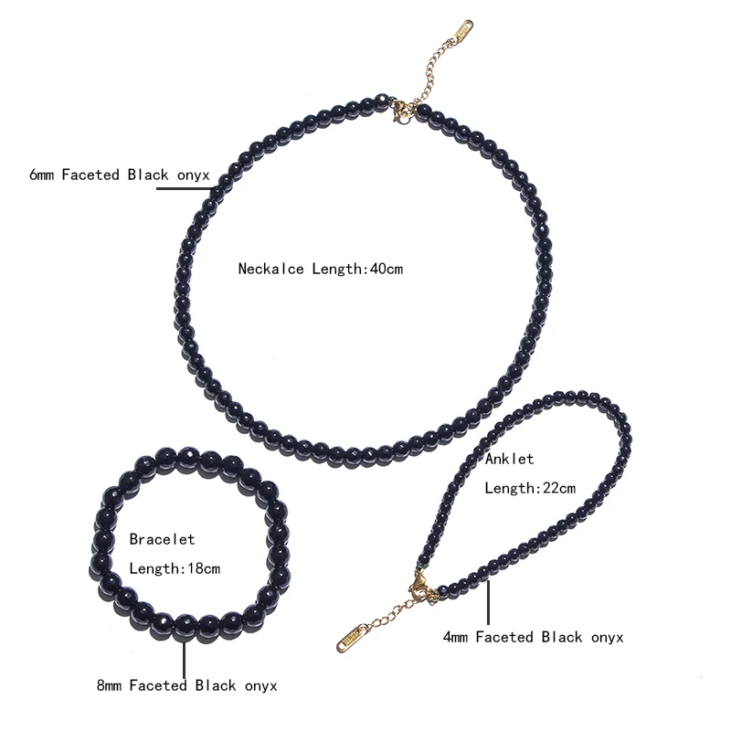 Браслет на ногу с ониксом Женский Ювелирное Украшение граненым черным Пляжная