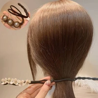 pearl hairpin fashion headband accessories twist bun maker lazy flower lazy hair