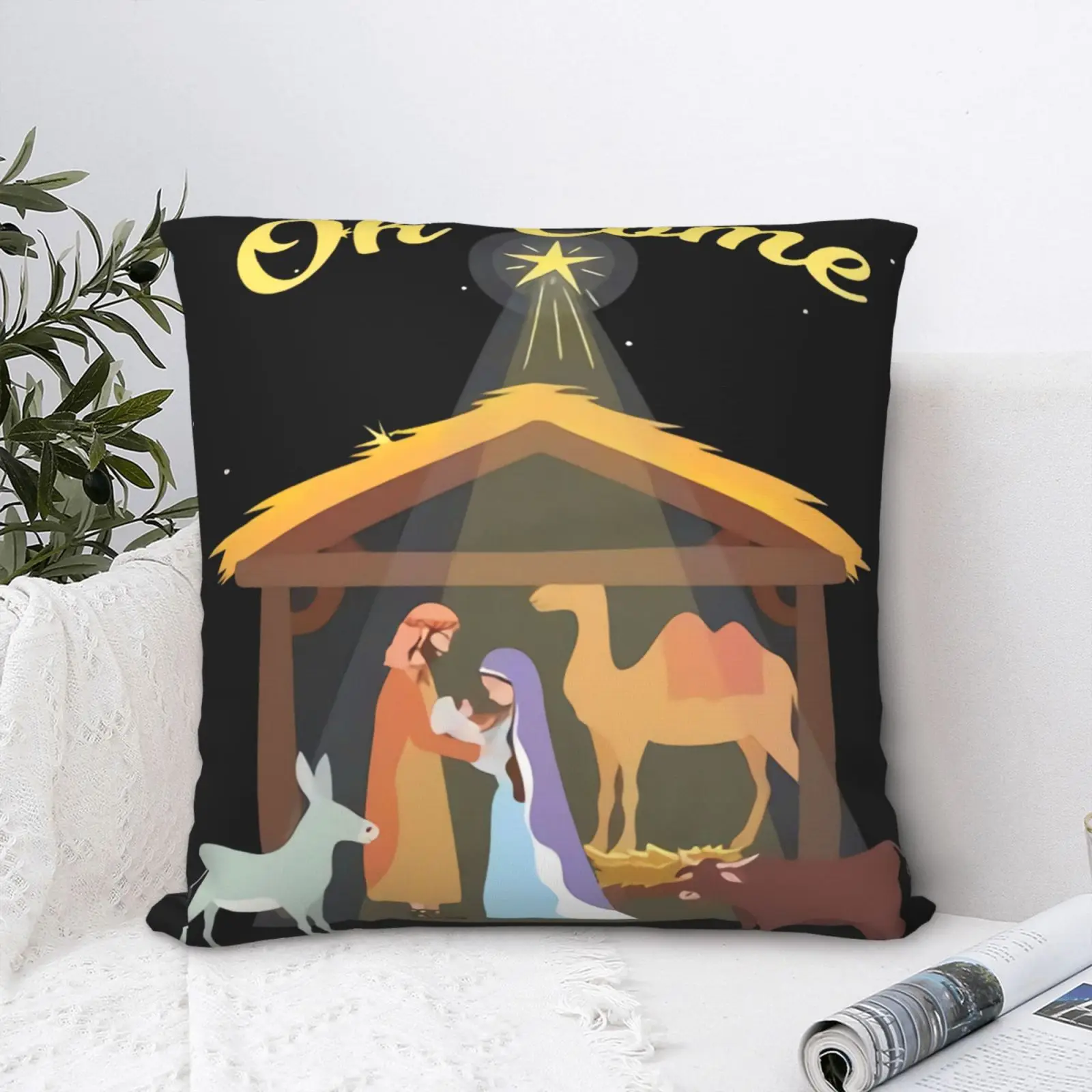 

Let Us Adore Him Christmas Advent Pillow Case Anime Pillow Case Of Sofa Anime Pillow Pillow Case House Home Decoration Cushion