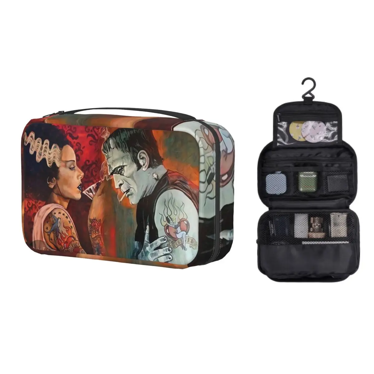 

Милая дорожная сумка для невесты с франкенштейном, Женская висячая сумка для Хэллоуина, страшная пленка, косметический Органайзер для маки...