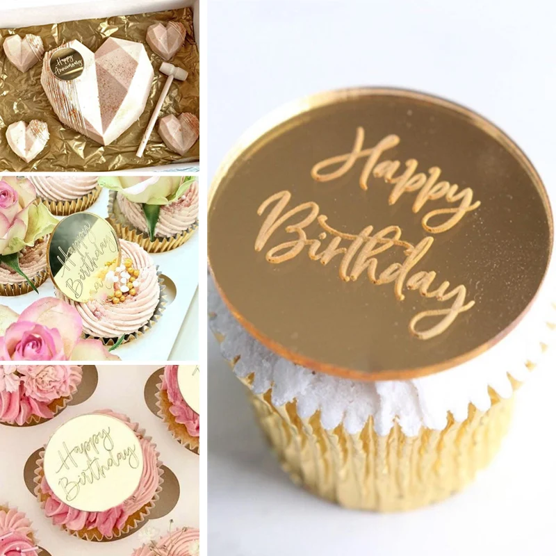 10 шт. в наборе Золотые Зеркальные акриловые капкейки для детской вечеривечерние |