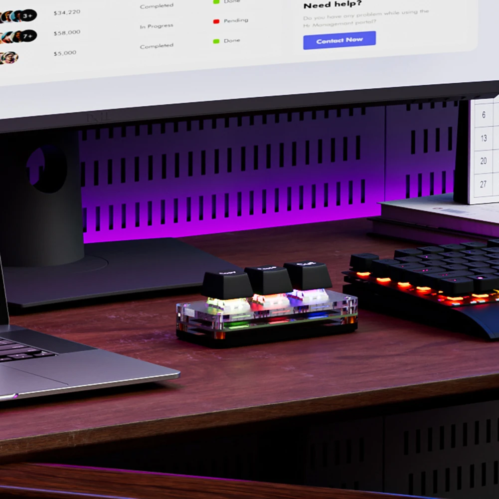 RGB Ctrl X C V Короткая клавиатура для одной руки 3-клавишная игровая USB Type-C Игровая