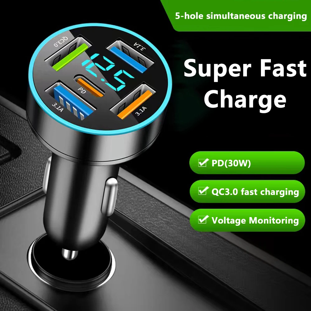 PD QC3.0 USB C автомобильное зарядное устройство для телефона адаптер с 4 портами