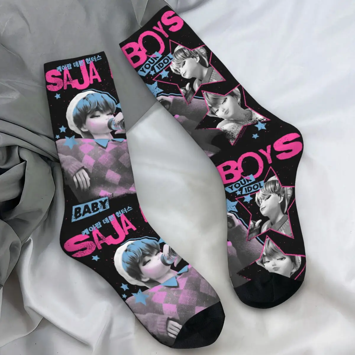 Фото Хэллоуин Охотники на демонов Saja Boys Your Idol Детские чулки Взрослые мужские носки Винтажные носки Зимние носки для бега против пота Подарок №1